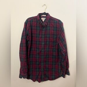L.L. Bean Plaid Flannel Slightly Fitted Green Red Men Medium Tall